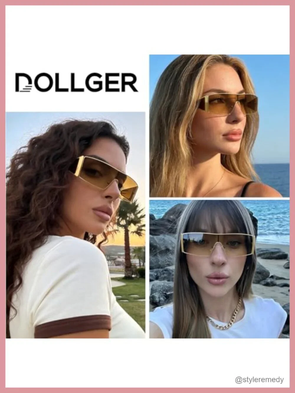 Y2K Oversized Rectangle Metal Frame Sunglasses Retro Wrap Around UV Protection